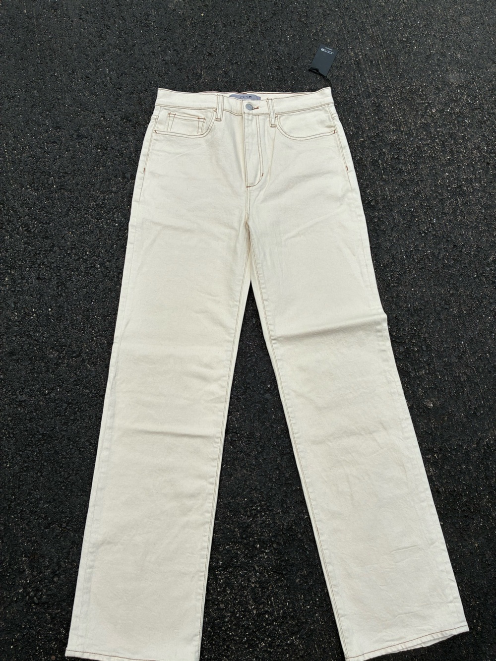 High-Rise Straight Jeans in Cream — Women